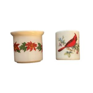 Vintage Funny Design Cardinal Taper Candle Holders West Germany Christmas MCM
